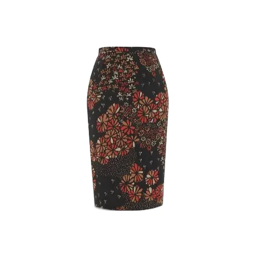 Pencil Skirt In 70's Floral Silk Muslin