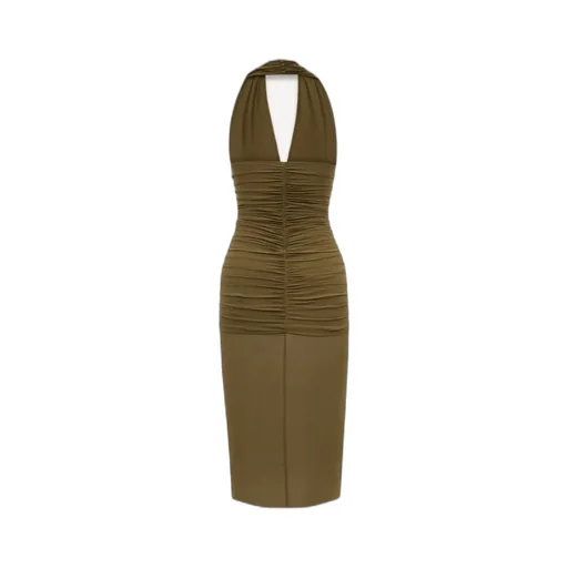 Ruched Midi Halter Dress