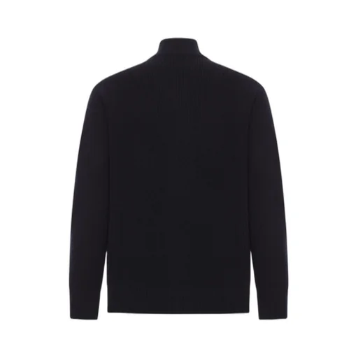 Zip-Up Ribbed Wool Cardigan