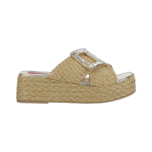 Wedge Mules In Raffia