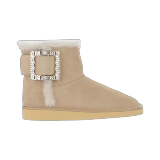 Crystal-Embellished Buckle-Strap Ankle Boots