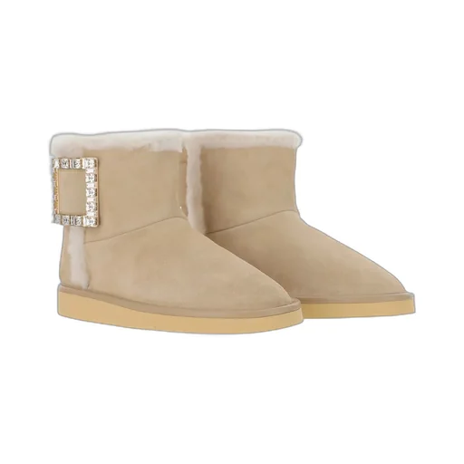 Crystal-Embellished Buckle-Strap Ankle Boots
