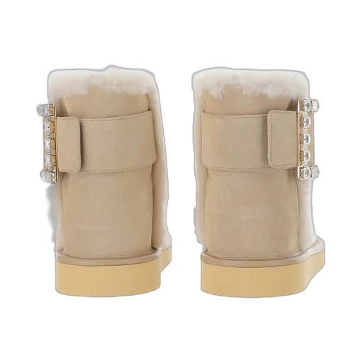 Crystal-Embellished Buckle-Strap Ankle Boots