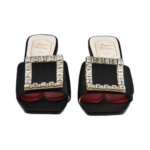 Biki Love Strass Buckle Mules In Satin