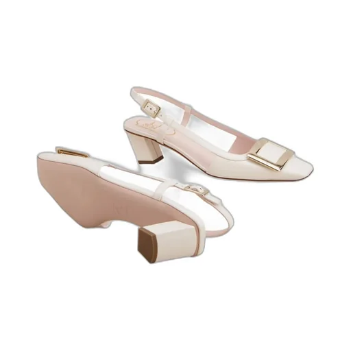 Belle Vivier Metal Buckle Slingback Pumps In Patent Leather