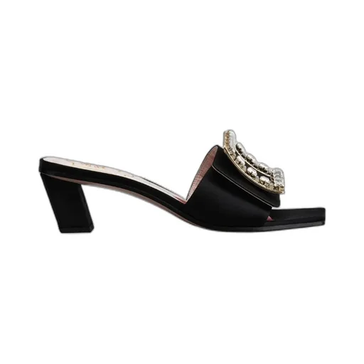 Biki Love Strass Buckle Mules In Satin