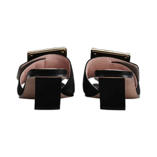 Biki Love Strass Buckle Mules In Satin