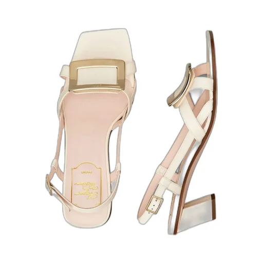 Belle Vivier Metal Buckle Sandals In Patent Leather