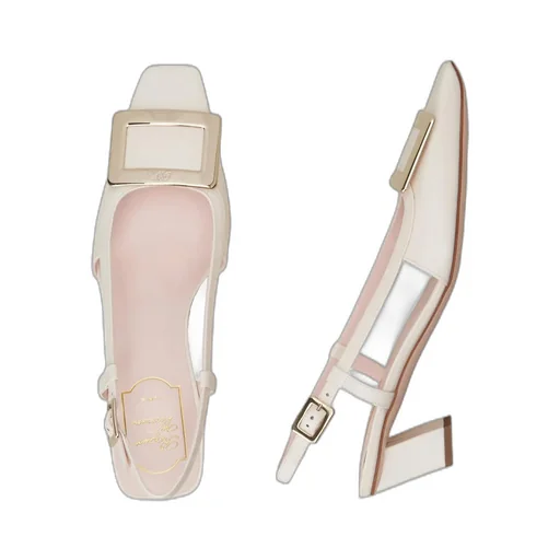 Belle Vivier Metal Buckle Slingback Pumps In Patent Leather