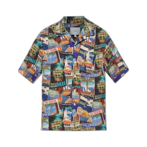 Postcard Print Short Sleeve Shirt