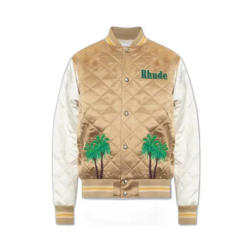 Diamond Quilted Satin Bomber Jacket