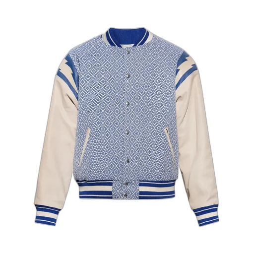 Diamond-Jacquard Varsity Jacket
