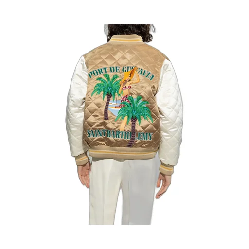 Diamond Quilted Satin Bomber Jacket