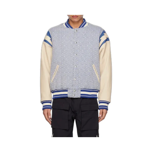 Diamond-Jacquard Varsity Jacket