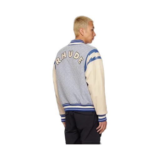 Diamond-Jacquard Varsity Jacket