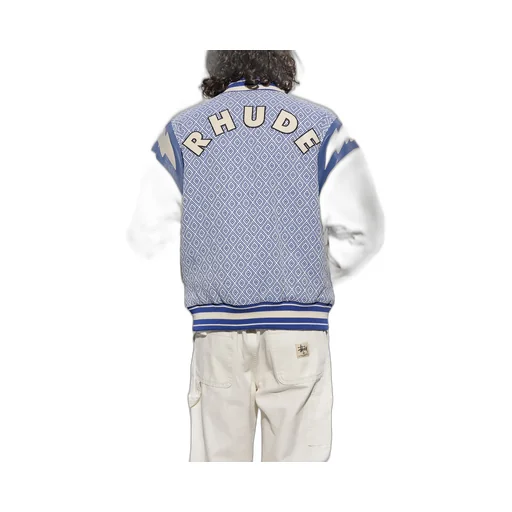 Diamond-Jacquard Varsity Jacket
