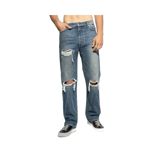 Mid Rise Boxer Distressed Jeans