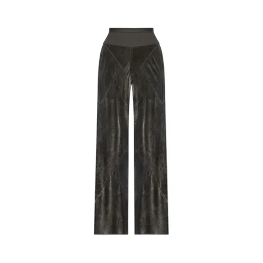 Ribbed-Waistband Velvet Trousers