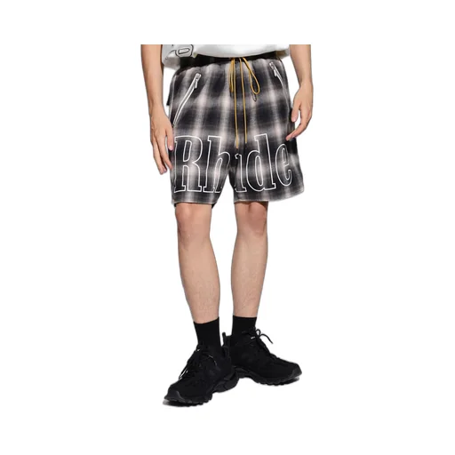 Plaid Logo Drawstring Shorts