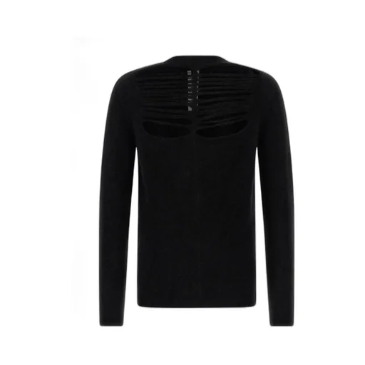 Rick Owens Concordians Ls Top In Black Alpaca Grid Knit