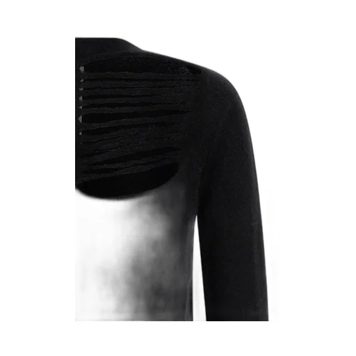 Rick Owens Concordians Ls Top In Black Alpaca Grid Knit