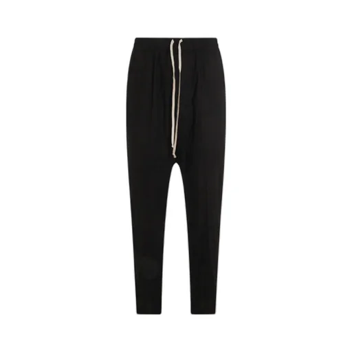 Rick Owens Concordians Drawstring Long In Black Wool Flannel