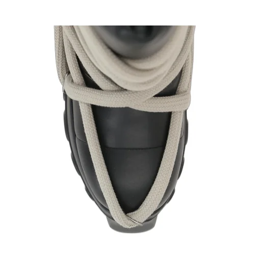 Quilted Padded Leather Lace-Up Boots
