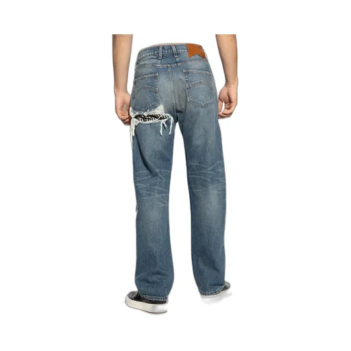 Mid Rise Boxer Distressed Jeans