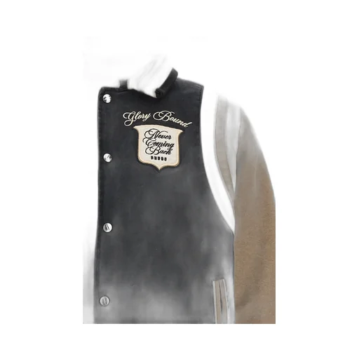 Washed Logo Embroidered Varsity Jacket