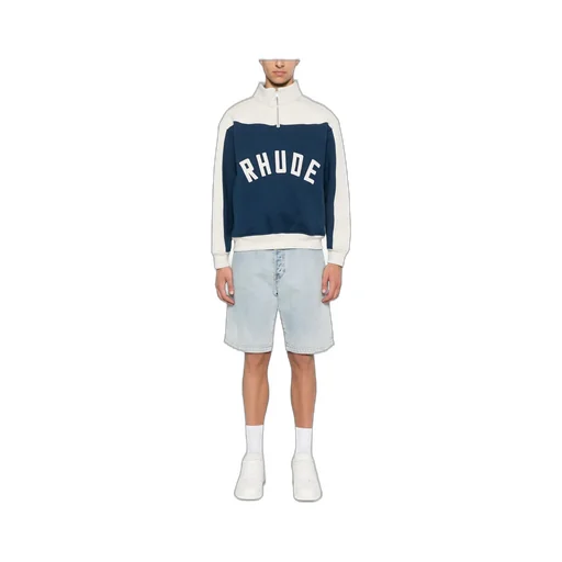 Contrast Quarter-Zip Varsity Sweatshirt