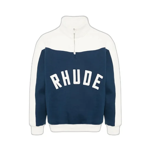 Contrast Quarter-Zip Varsity Sweatshirt