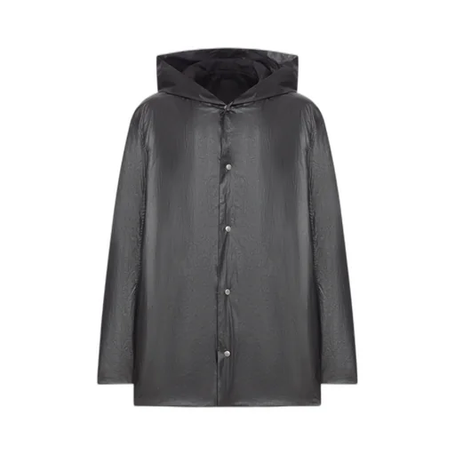 Rick Owens Concordians Runway Cropped Mac In Black Coated Poplin