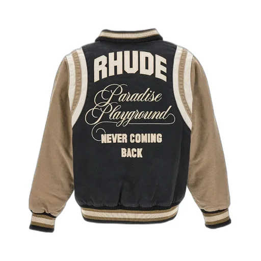 Washed Logo Embroidered Varsity Jacket
