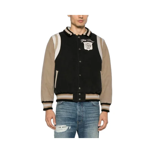 Washed Logo Embroidered Varsity Jacket