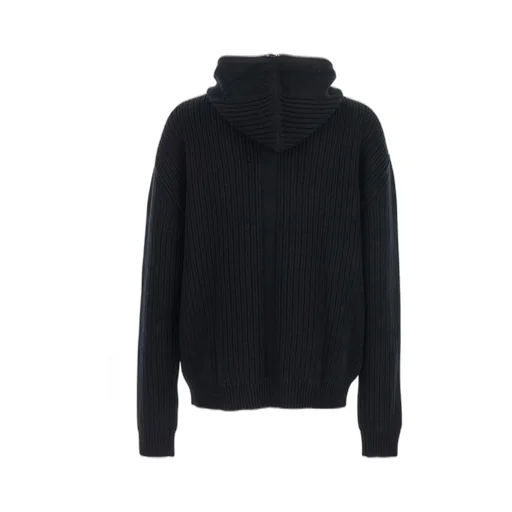 Rick Owens Concordians Zipped Hoodie In Black Heavy Wool Knit