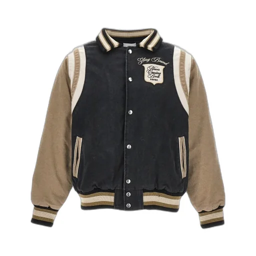 Washed Logo Embroidered Varsity Jacket