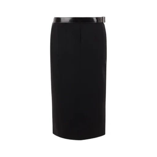 Belted Straight Hem Midi Skirt