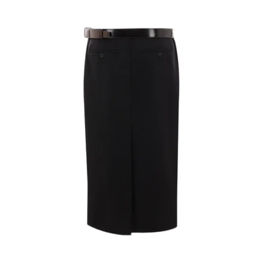 Belted Straight Hem Midi Skirt