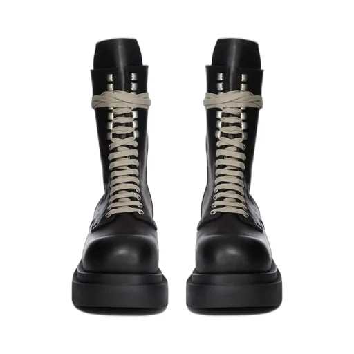 Rick Owens Concordians Laceup Bogun In Black Washed Calf Leather