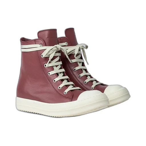 Lace-Up High-Top Leather Sneakers