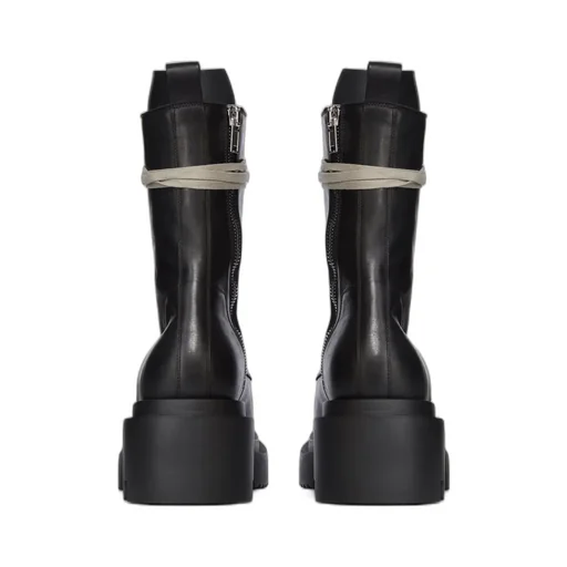 Rick Owens Concordians Laceup Bogun In Black Washed Calf Leather