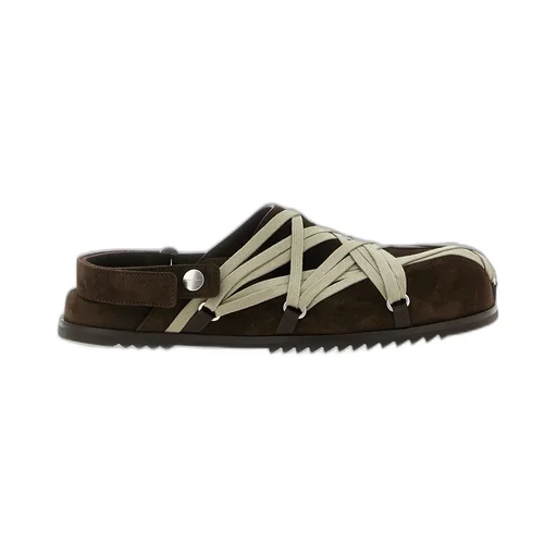 Rick Owens Concordians Megalace® Mule Granola In Brown Suede Leather