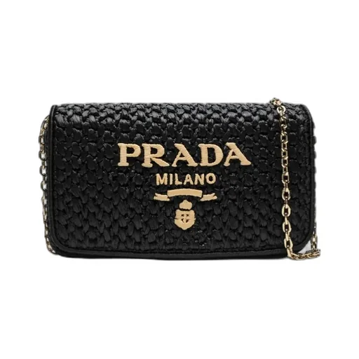 Logo-Embroidered Chain-Linked Crochet Shoulder Bag