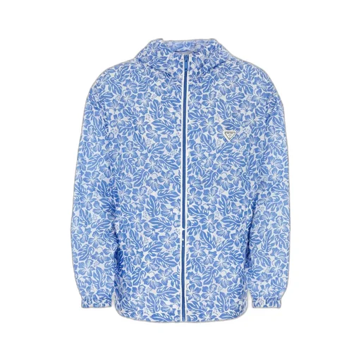 Floral-Printed Zipped Hooded Jacket