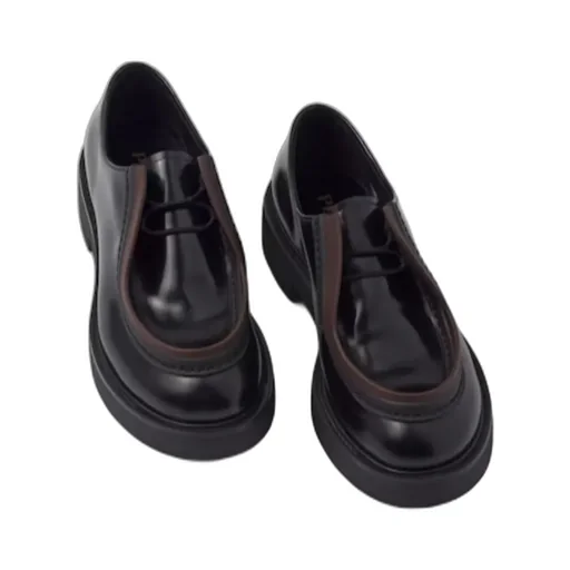 Opaque Brushed Leather Lace-Up Shoes
