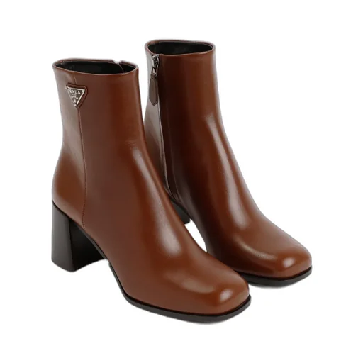Triangle-Logo Leather Boots