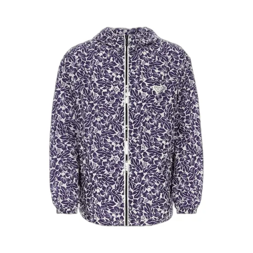 Hibiscus-Print Hooded Windbreaker
