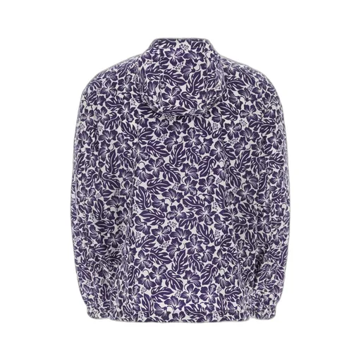 Hibiscus-Print Hooded Windbreaker
