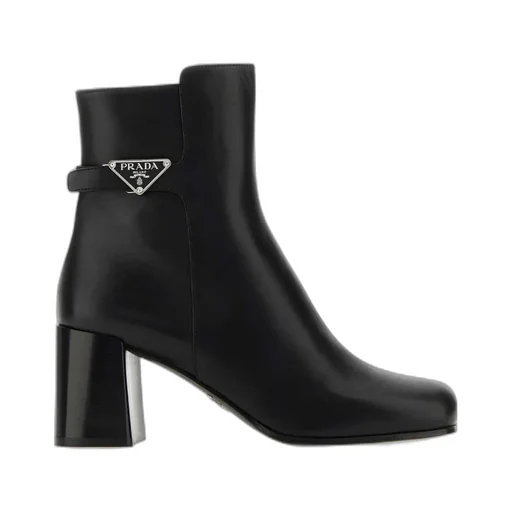 Triangle-Plaque Ankle Boots