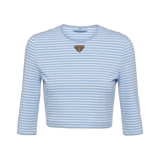 Round-Neck Striped Cropped Top